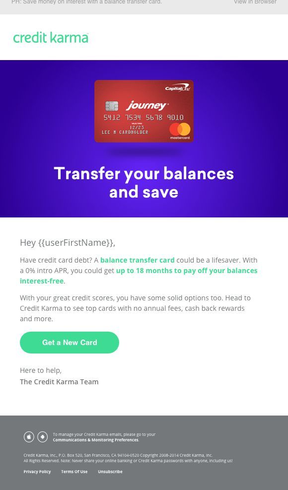 Balance Transfer email: Transfer your balances and save