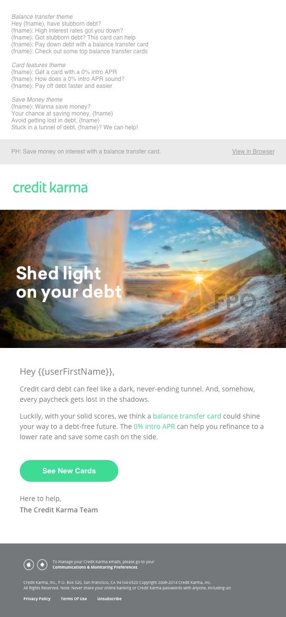 Balance Transfer email