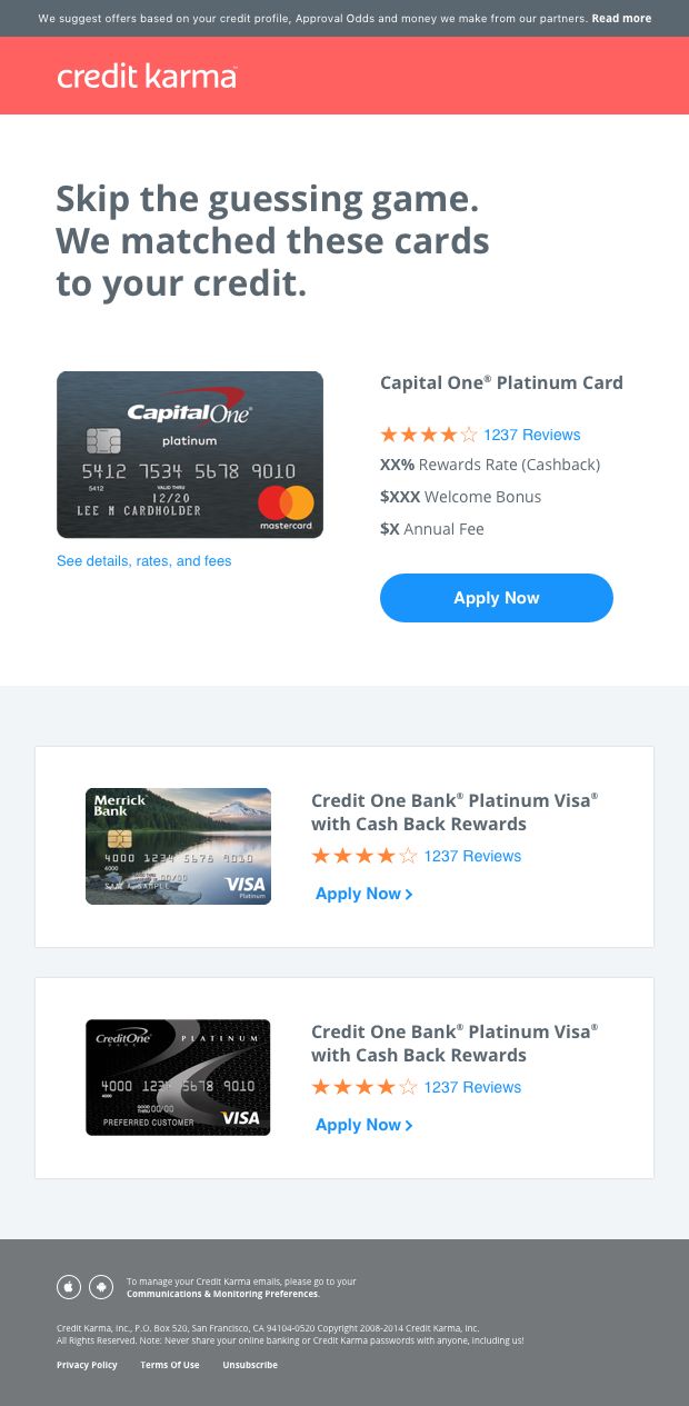 Credit Card Offers email, option 2