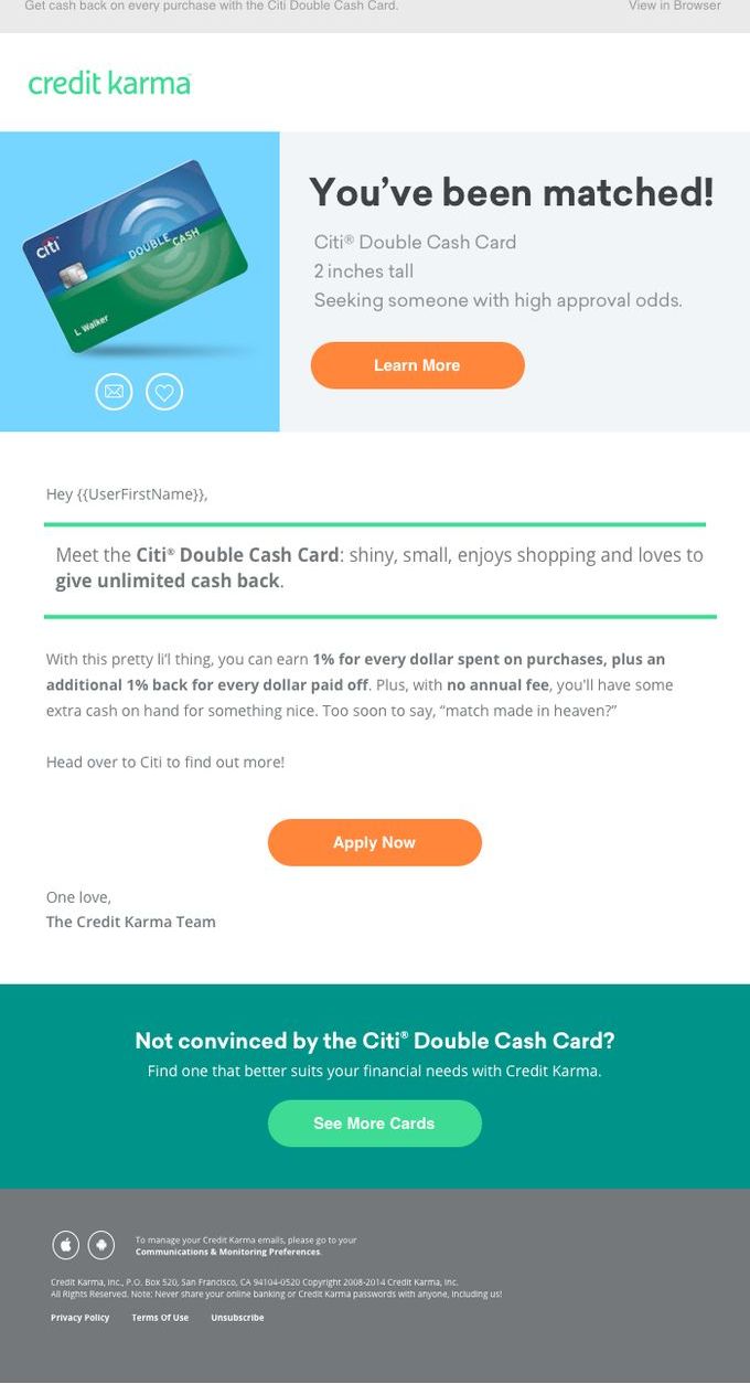 Citi Double Cash email