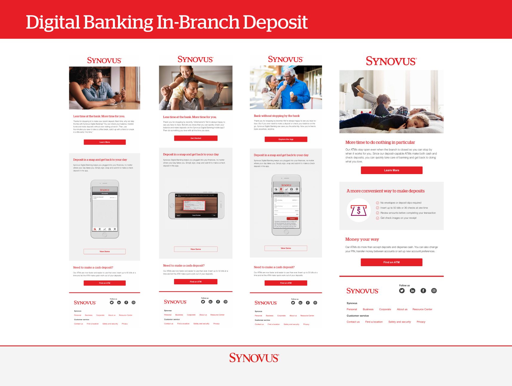 Digital Banking In-Branch Deposit emails